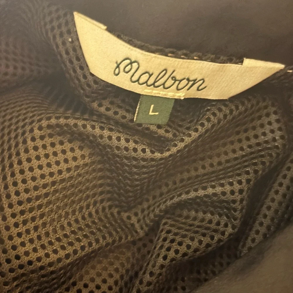 New Malbon Golf Mens Script Windshirt Black size L Quarter Zip Pullover S/S - Picture 3 of 3